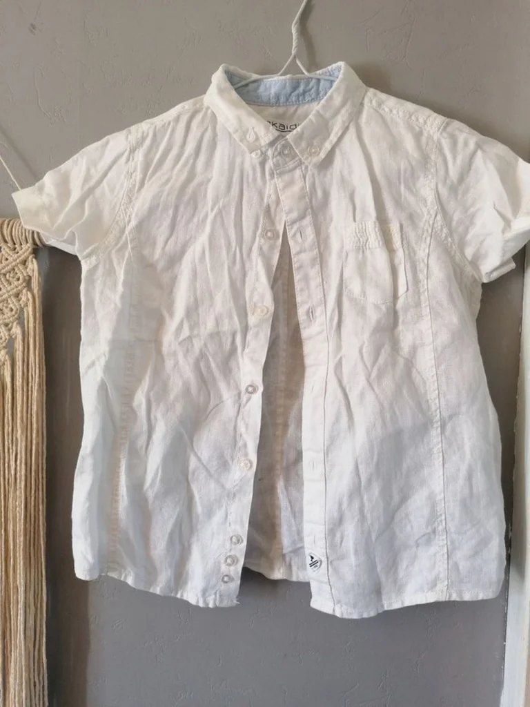 Chemise manche courte lin Obaïbi garçon blanc 